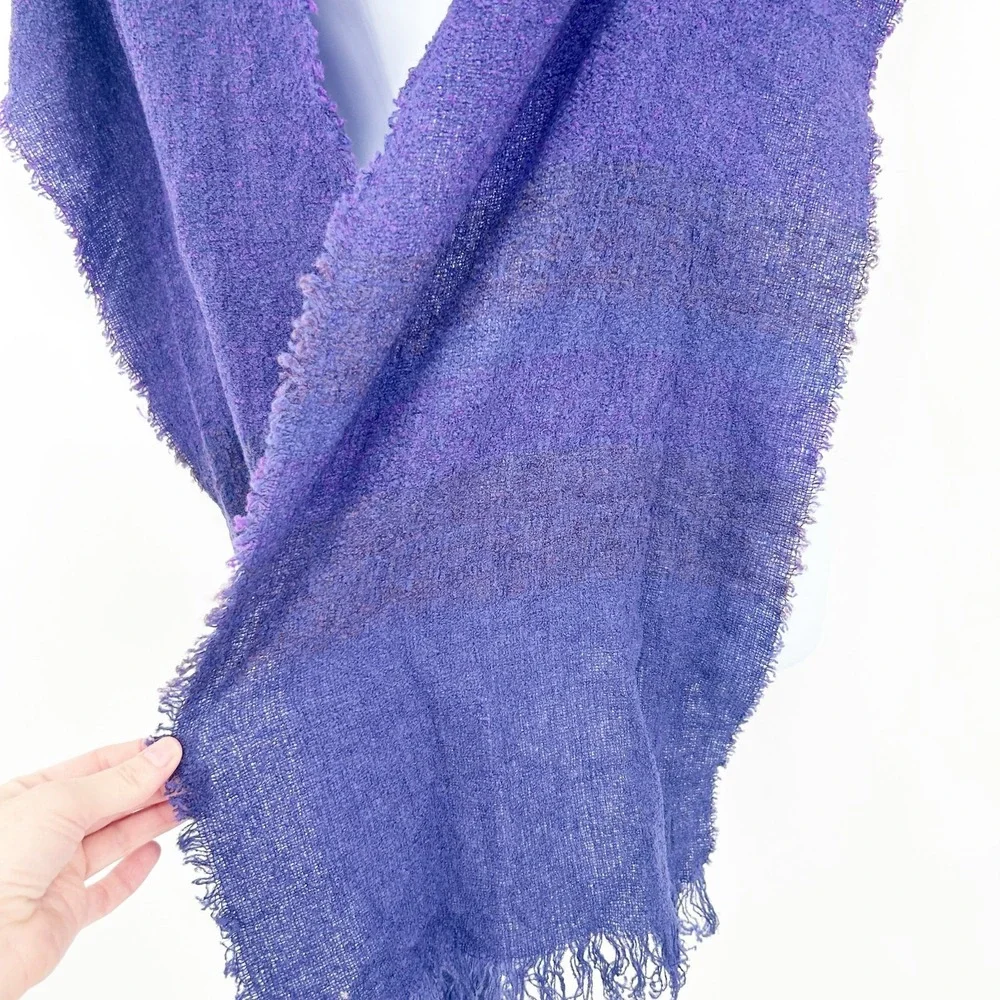Kerry Woollen Mills Celtic Womens Purple Lambswool Blend Fringed Wrap Shawl OS